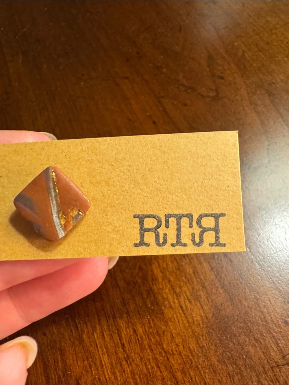 Brown Square Clay Studs Earrings